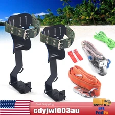 Adjust Tree/Pole Climbing Spike Set 2 Gear Safety Belt Rope Lanyard w/ Carabiner