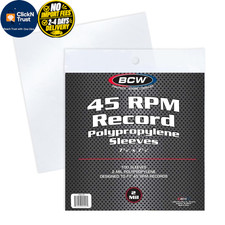 BCW 45 RPM Record Sleeves - 100 Count Fits Standard 7 Inch 1 Pack, Clear