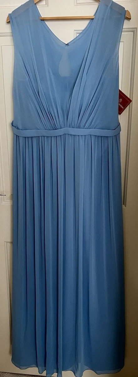sachin and babi light blue dress Cold-Shoulder Crinkle Chiffon Bridesmaid Dress