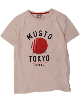 Musto Herren Grafik T-Shirt Oberteil Medium weiß Baumwolle AN20