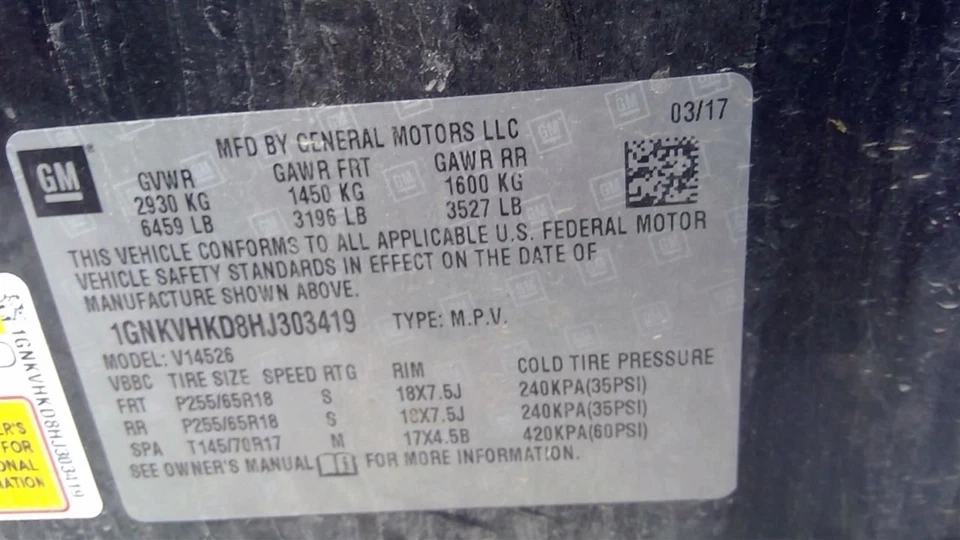 Driver Left Air Bag Driver Roof Fits 13-17 ENCLAVE 2053743 Foto 3 de 4