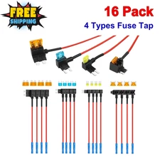 16 Pack 4 Types Fuse Tap, Upgraded 12V Car Add A Circuit Fuse Tap Kit - Standard