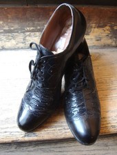 Vintage 1940's 1950's Black Leather Women's Exford Shoes-Size 7.5 A