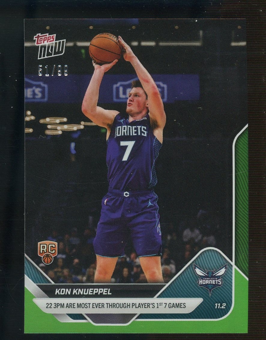2025-26 Topps Now NBA Most Ever 3PM Through 7 Games 41 Kon Knueppel GREEN 51/99
