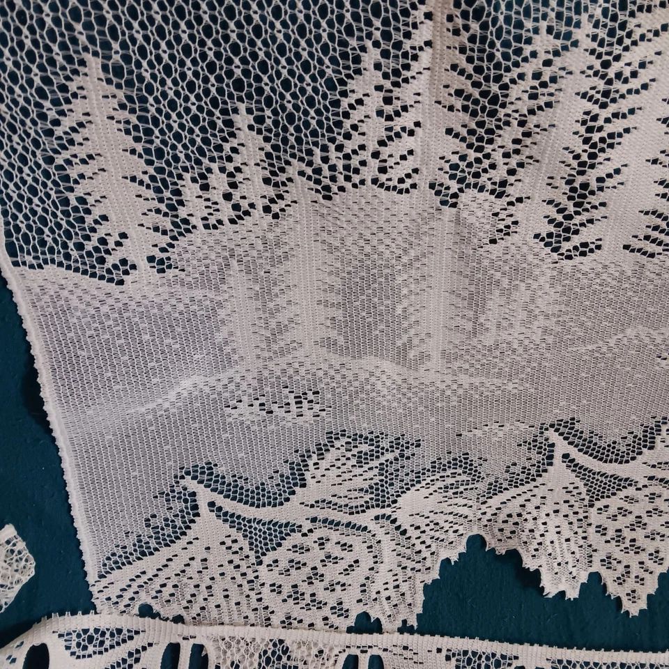 "Juego de 3 bufandas de manto de colección piña pinos 22x60"" blanco herencia encaje cabina" Foto 3 de 4