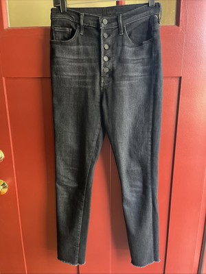 MOTHER The Pixie Swooner Ankle Fray Jeans Womens 28 Thunder Road Dark Gray Denim