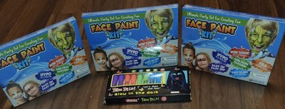 3 NIB Desire Deluxe Face Paint Kits, 1 NIB Meidu 12 Count 6 Glow In The Dark...