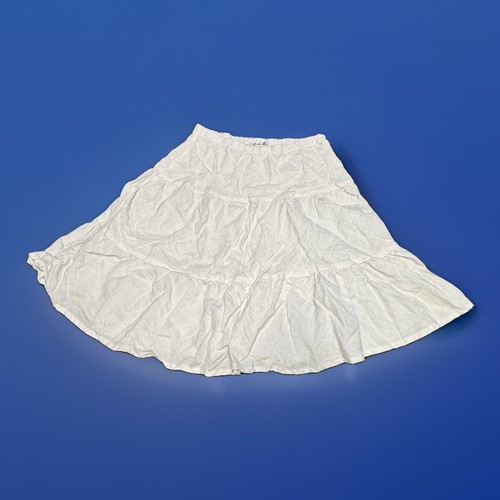 Peter Allen Allen Linen Skirt White Tiered Peasant Fairy Midi Romantic Petite M