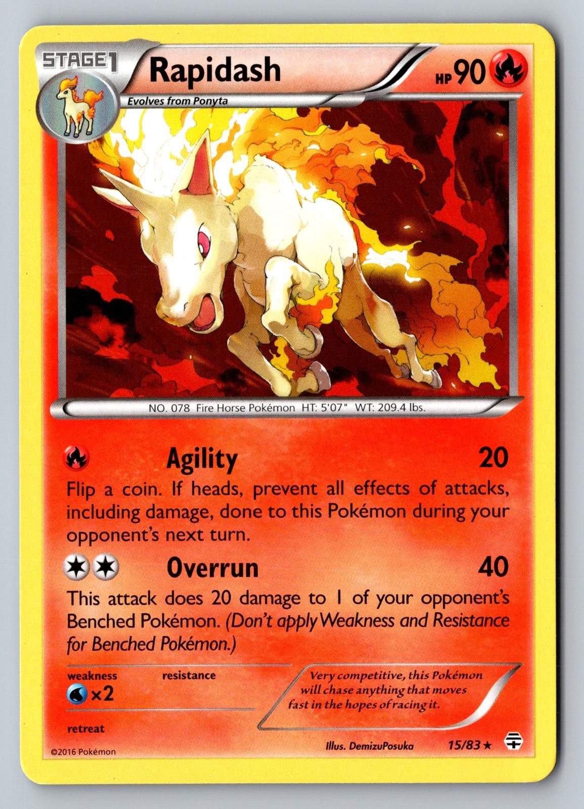 Rapidash 15/83 Rare Generations Pokemon Moderately Played GEN