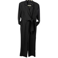 BCBGMAXAZRIA Medium Jumpsuit Long Sleeve Surplice Black Tie Waist Party