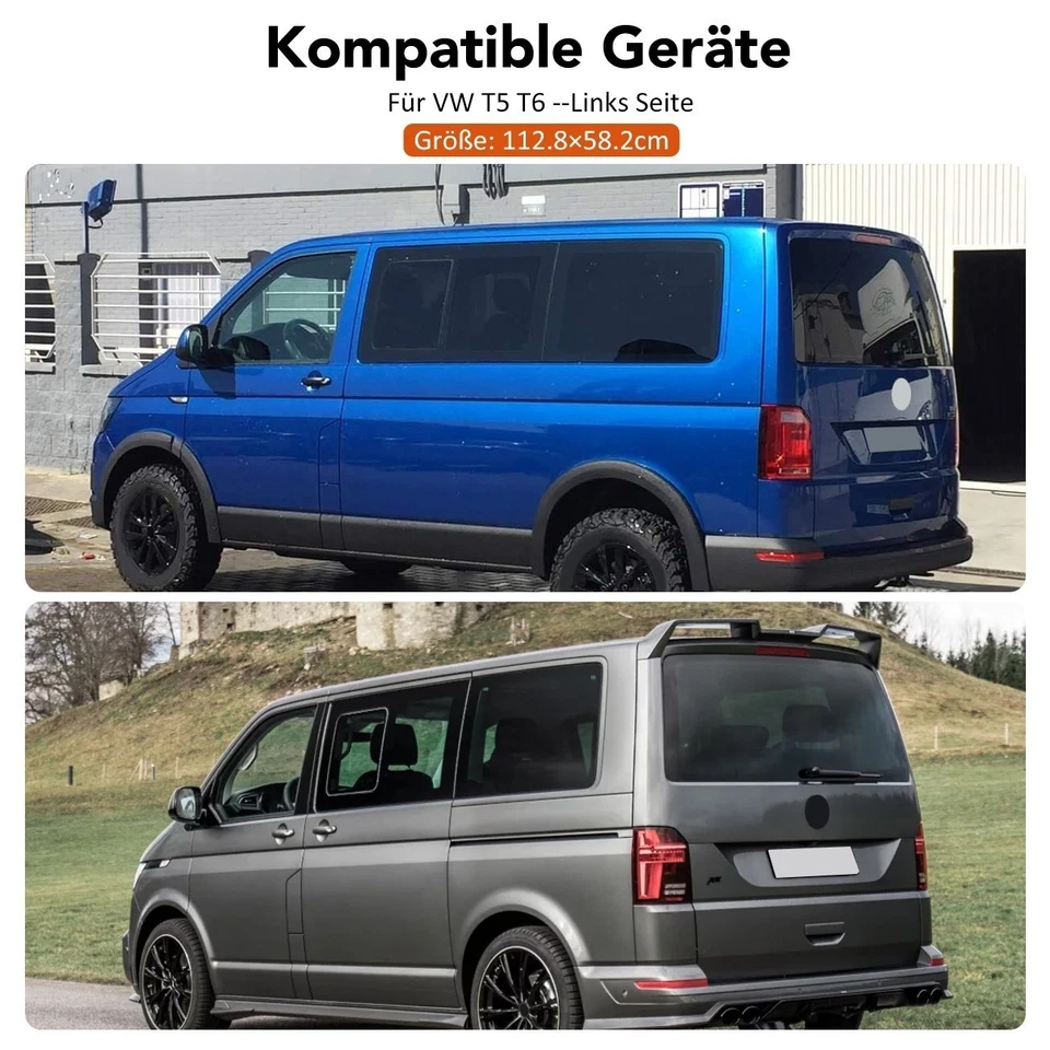 Schiebefenster links für VW T5 T6 Seitenfenster Getönt Sicherheitsglas Schwarz - Bild 3 von 4