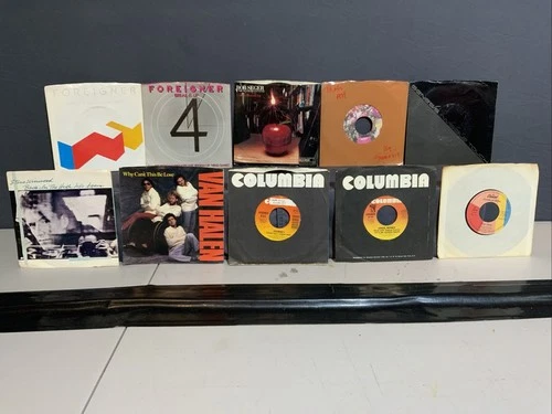 Rock 45 Rpm Vinyl Lot 10 Foreigner Genesis Journey Seger Van Halen Seger Winwood