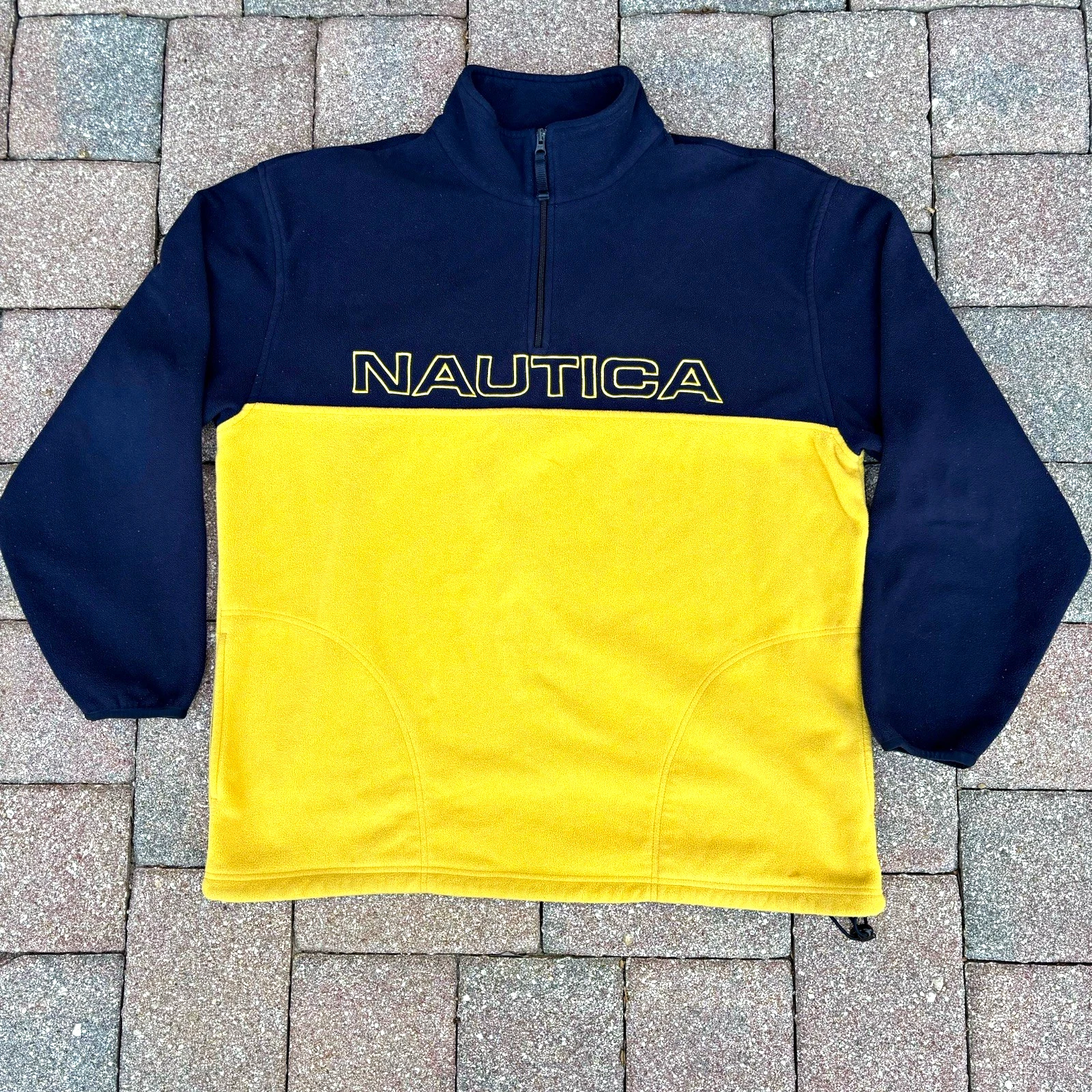 Nautica Men's Colorblock Fleece 1/4 Zip Pullover Sweatshirt Pockets L - product detail image 1