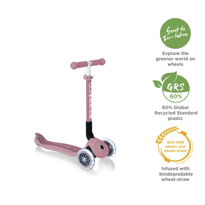 ⭐️ GLOBBER GO UP JUNIOR ECOLOGIC FOLDABLE SCOOTER LED Lights BERRY PINK 2yrs+ - Image 2 of 4