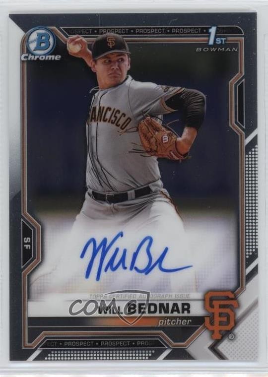 2021 Bowman Draft Chrome Draft Pick Auto Will Bednar #CDA-WB Auto yf0