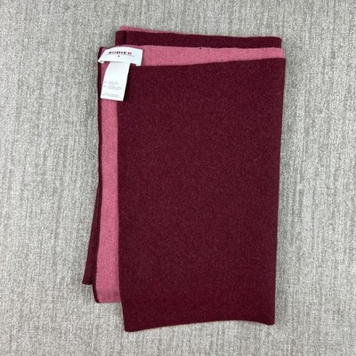 Rodier Knit Wool Scarf Women OS Burgundy Mauve Blend Reversible French Luxury