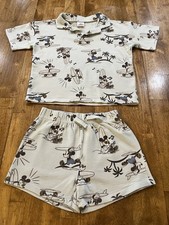 Disney Mickey Mouse Cotton Shorts Set Boy s 5T Surf Beach Scene Shirt Bottoms
