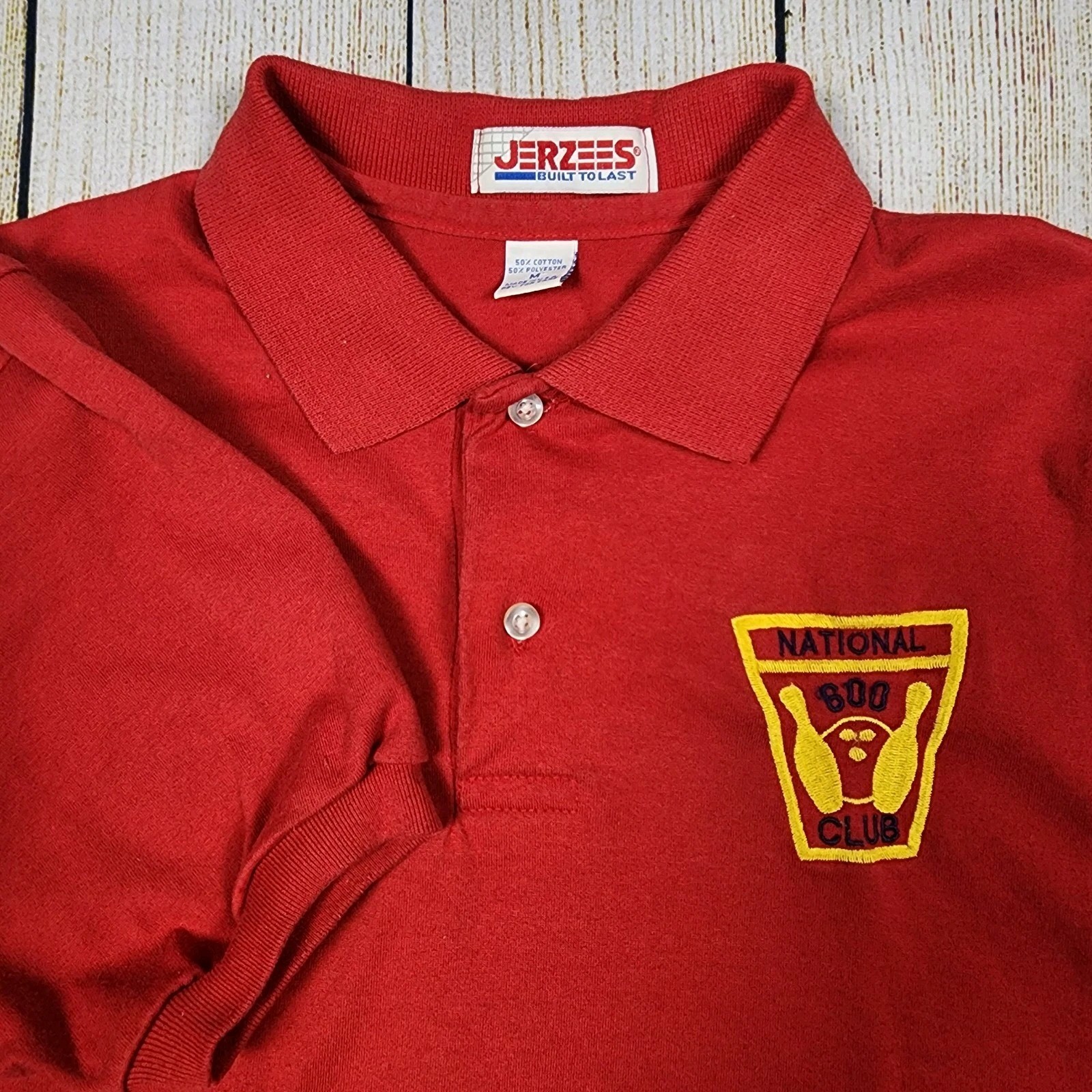 vintage 90s bowling Jerzees RED MENS (M) Polo Shirt