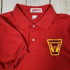 vintage 90s bowling Jerzees RED MENS M Polo Shirt