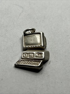 Sterling Silber Computer Charm - 925 Technik Home Office Schule Desktop