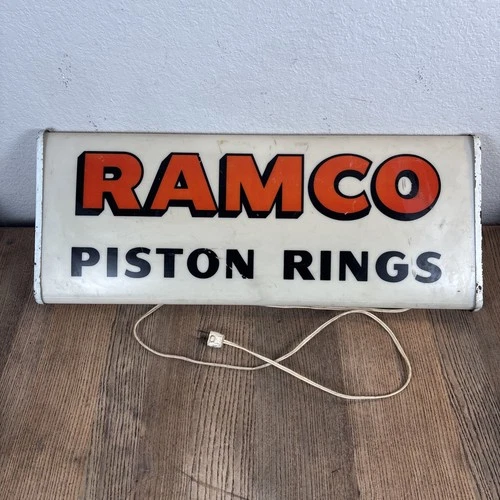 Vintage Automotive Speed Shop RAMCO PISTON RINGS Lighted Sign Hot Rod Untested