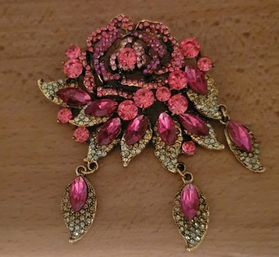 2 Day Sale 5'' Huge Gorgeous Rhinestone Flower Stunning Queen Brooch CA USA E6