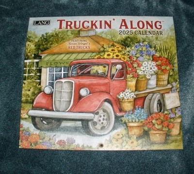 2025 Truckin' Along Lang Wall Calendar Artwork by Susan Winget Red Trucks