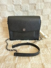 NWT Tory Burch Robinson Black Saffiano Convertible Shoulder Bag Crossbody 154317