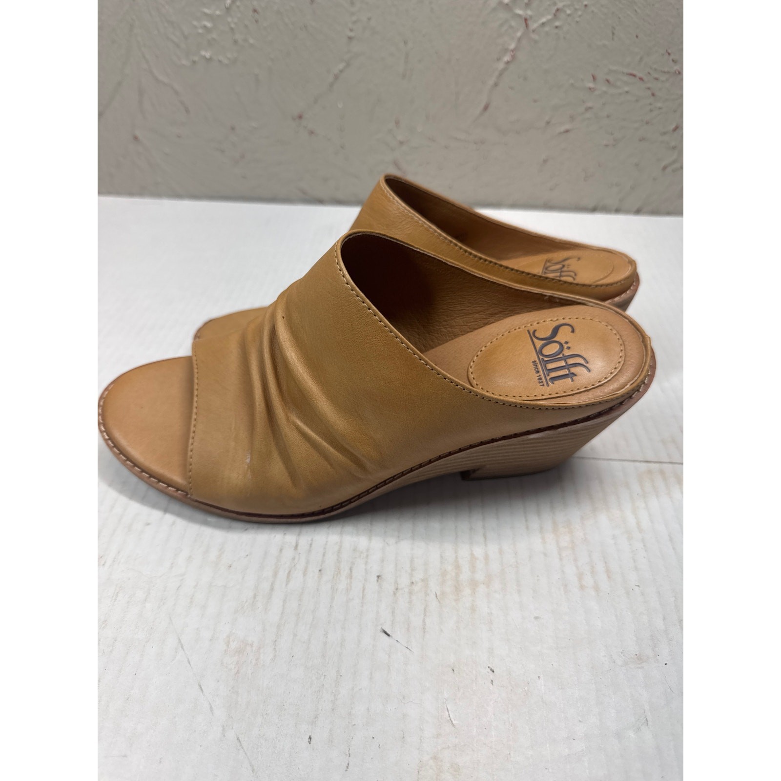 APL Sandali donna Sofft Strathmore con zeppa a rouched punta aperta marrone taglia 8 5