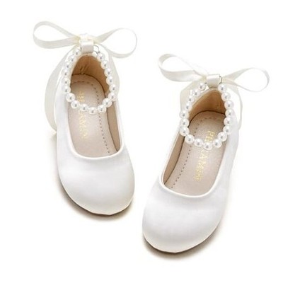 Toddler Flower Girl Dress Shoes - Little 5 Toddler P20-ivory White Pearl Strap