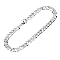 Armband 925 Sterling Silber 21Cm Panzerkette Oval Geschliffen Herren Armkette