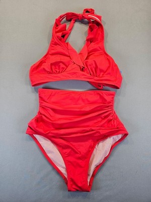 Cupshe 2-Piece Slim and Sculpt High Rise Red Bikini Size S NWT