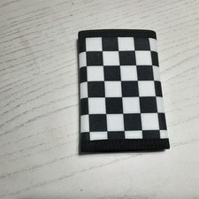 Wallet-Trifold-CHECKER BLK  WHITE-Card Slots- Compartments