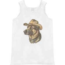 'German Shepherd Wearing Cowboy Hat' Adult Vest / Tank Top (AV055032)
