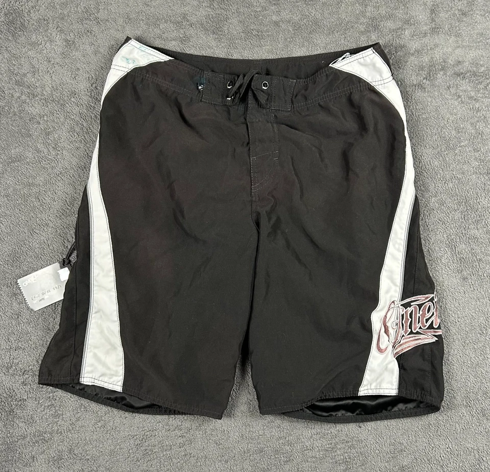 Pantalones Cortos De Colección Y2K O’Neill Para Hombres 32 Blanco Negro Natación Surf Bordados Sueltos Foto 2 de 4