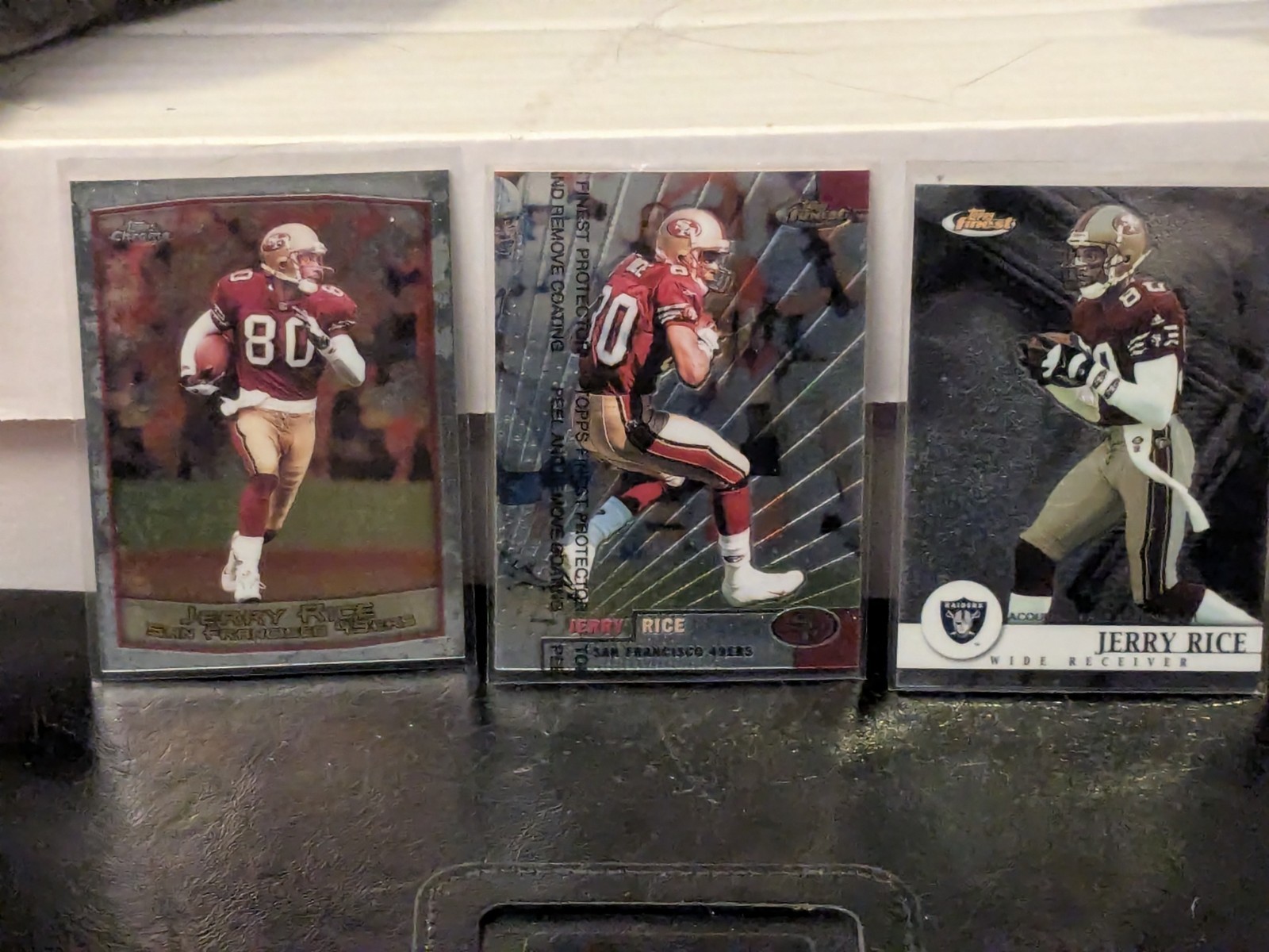 Jerry Rice 3 Card Lot 49ers Topps Chrome Finest Raiders HOF