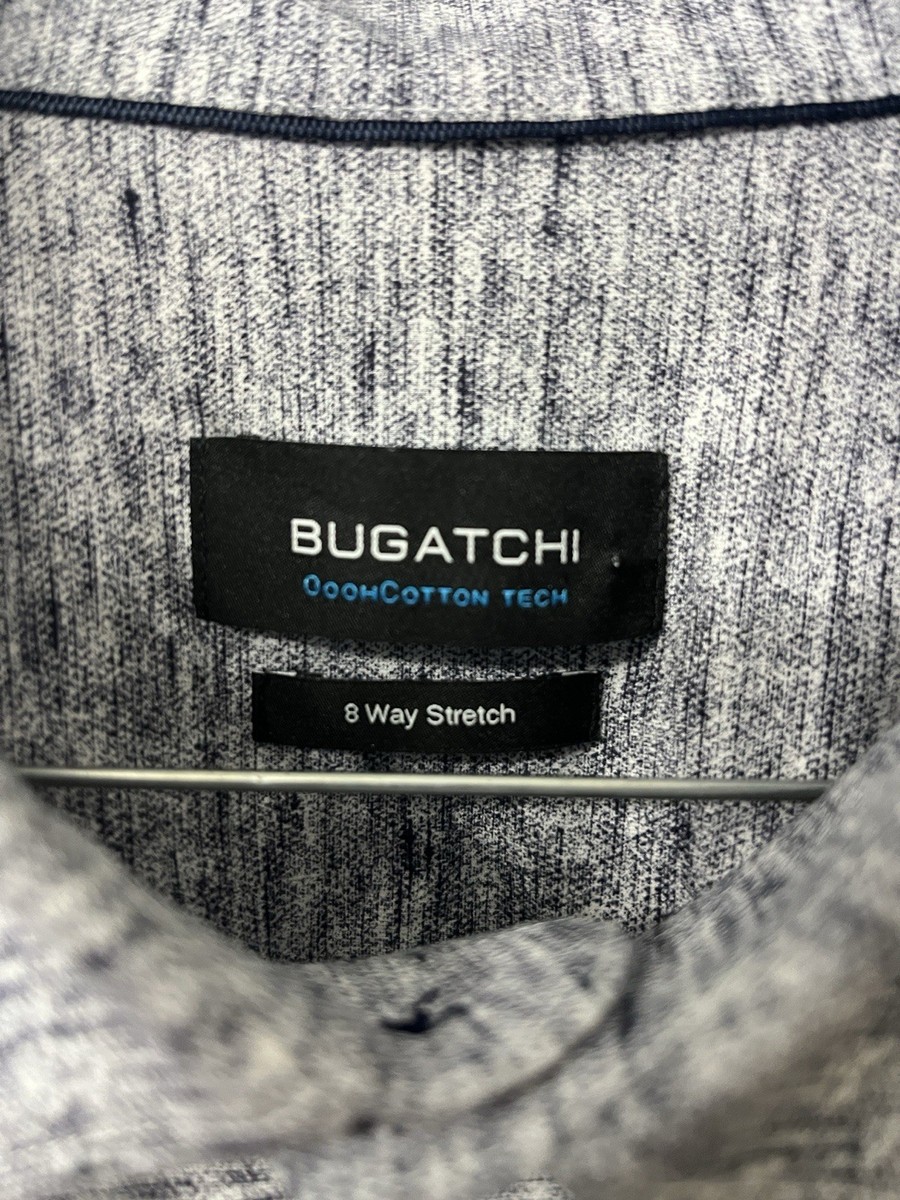 BUGATCHI OooHcotton Tech Men’s Heathered Gray Stretch Polo Shirt M View 3