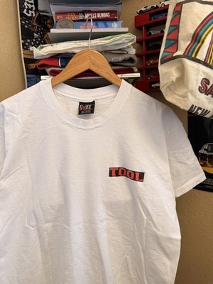Vintage Tool Shirt Mens XL White Opiate Seclorum Short Sleeve Band