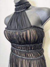 Max Studio London NWT Black Halter Mesh Cocktail Dress – Size 10 ￼