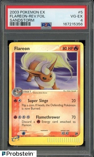 2003 Pokemon Ex Sandstrom #5 Flareon Reverse Foil PSA 4 VG-EX