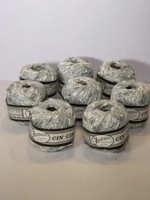 8 Skeins Fantacia Cin Cin Textured Yarn Italy 66 Yards Each Gray White