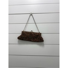 Vintage-Inspired Brown Embroidered Evening Clutch