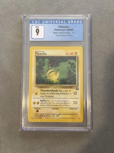Pikachu 27 Black Star Promo WOTC Pokemon Card TCG CGC 9 (OLD LABEL) “bumblebee”