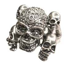 Gothic Five Skulls Crystal Cocktail Ring