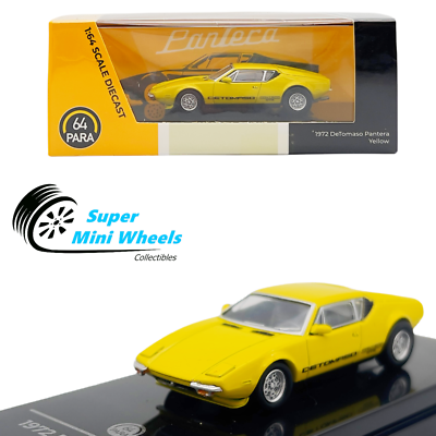 Modellino De Tomaso Pantera 1972 Giallo Scala 1/64 Paragon PA-55642, Pressofuso Nuovo