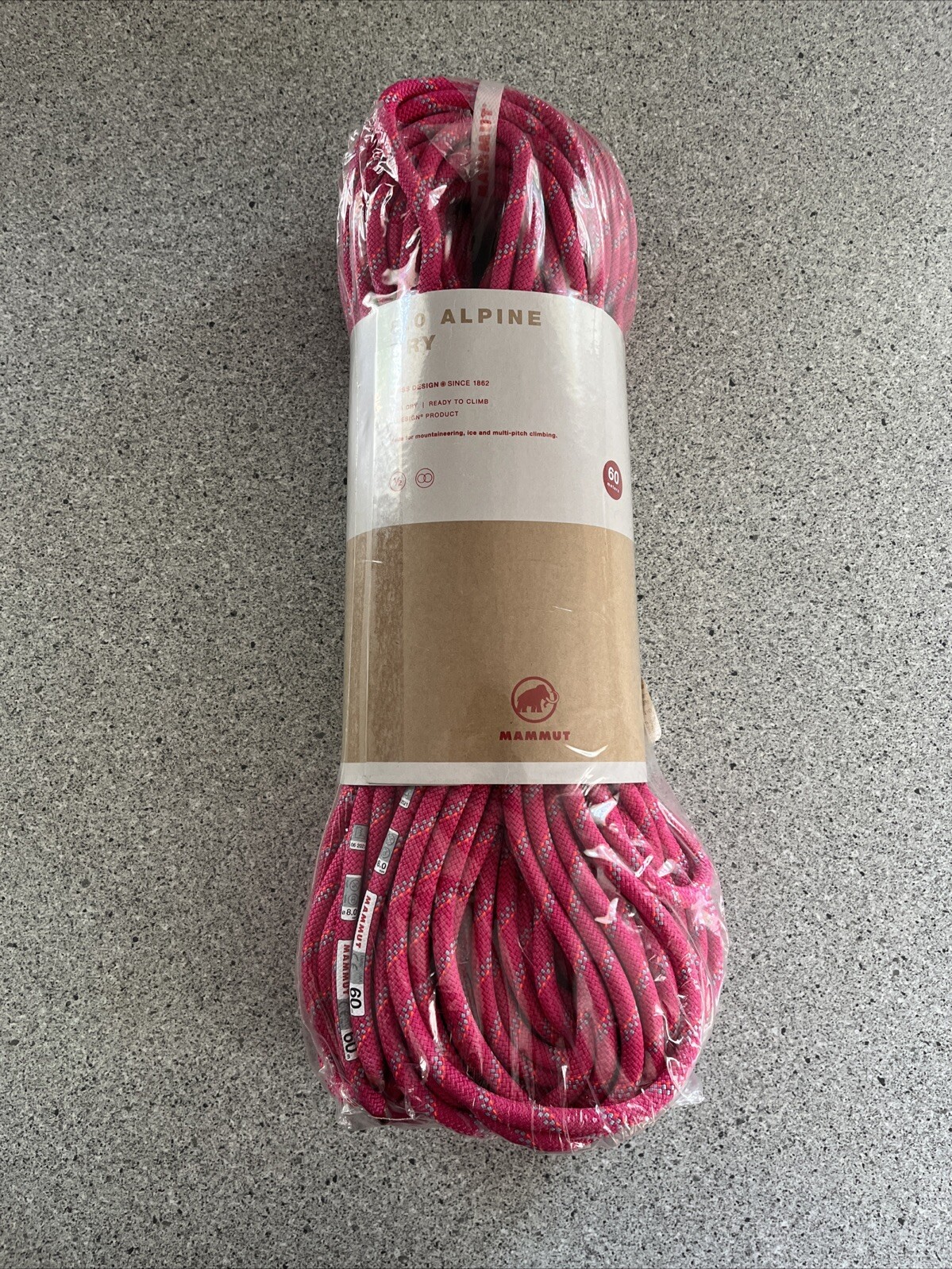 Cuerda seca Mammut Alpine - 8,0 mm - 60 m - Rosa Nueva