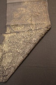 f-410 antique silk brocade kimono fabric - metallic wave- 13" x 48"