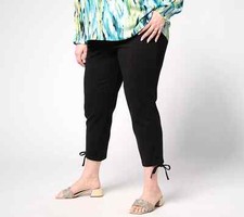 Belle by Kim Gravel Petite Ponte Convertibelle Crop Pant-Black-Petite 8 A639697