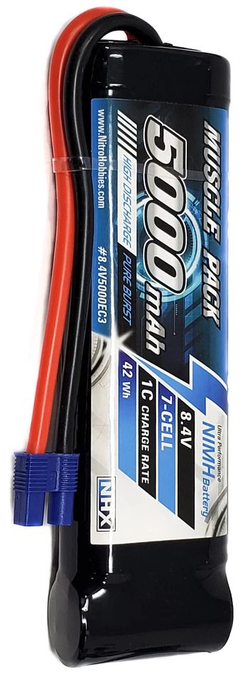 Аккумулятор NHX Muscle Pack 8,4 В 5000 мАч 7 ячеек NIMH с разъемом EC3 / зарядным устройством EZ3 - Изображение 3 из 3