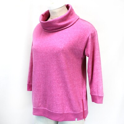 TALBOTS Plus Pink Cowl Neck Zip Side Fleece Pullover TOP SWEATSHIRT 2X Petite